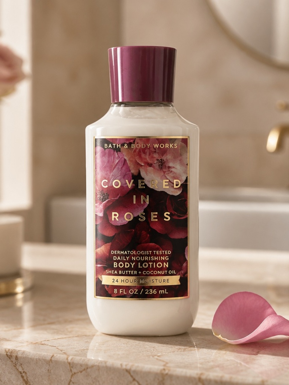 Bath & Body Works Covered in Roses Body Lotion - Burgundy Cap & Pink Label